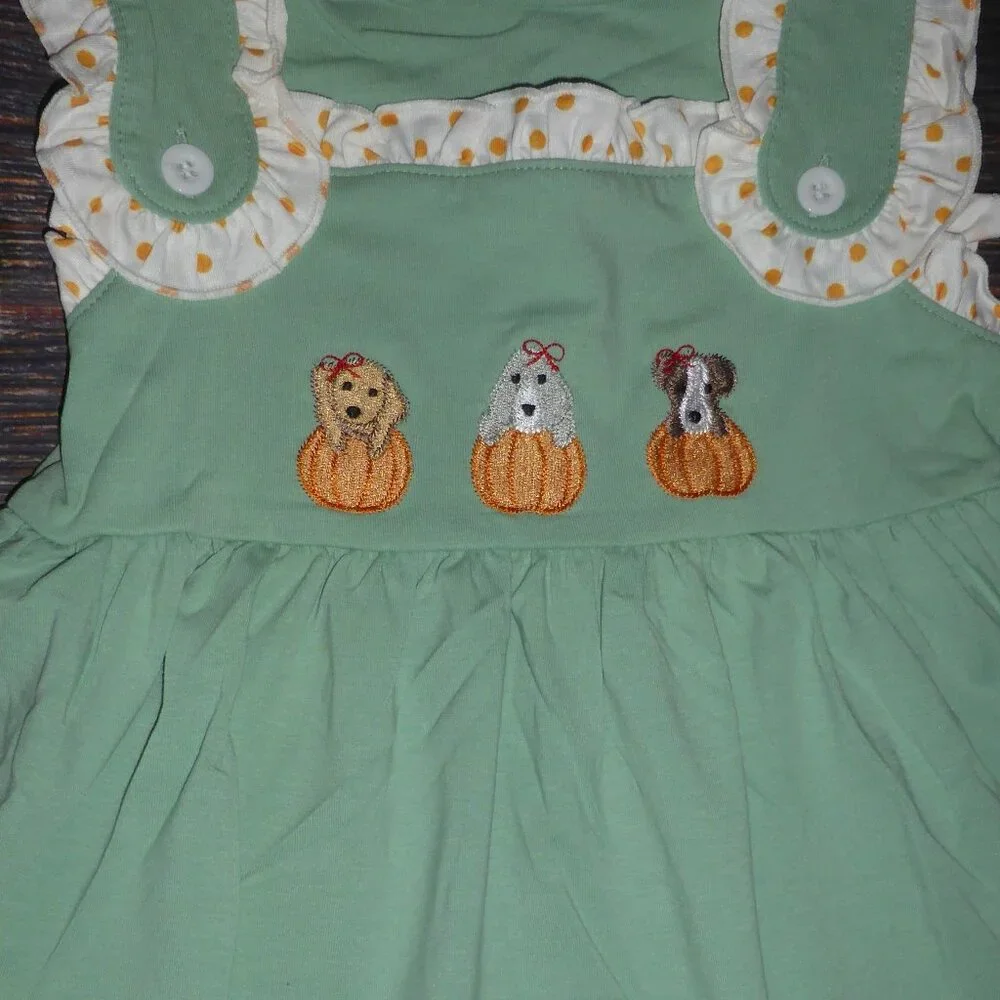 Boutique Pumpkin Puppy Dogs Tunic & Ruffle Leggings Girls Outfit Set